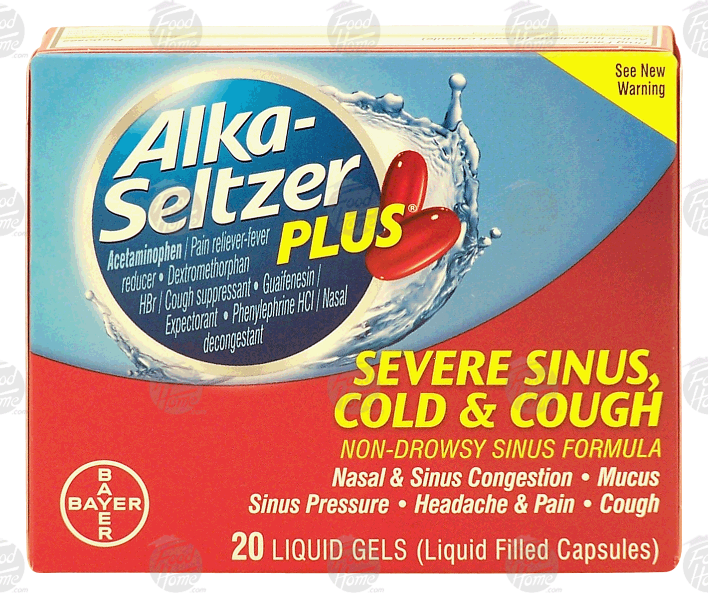 Alka Seltzer Plus severe sinus, cold & cough, 20 liquid gels, liquid filled gels Full-Size Picture